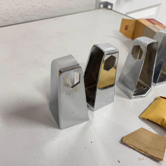 2 VTG Hall Mack HM-892 TEMPO Hexagonal Towel Bar Posts NOS Polished Chrome - HLN - Picture 2 of 5